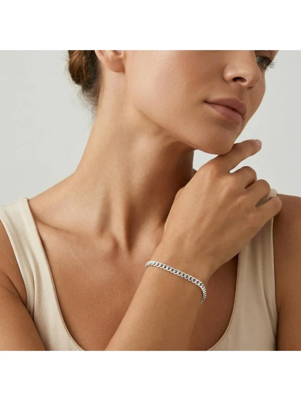 925 Sterling Silver Diamond-Cut Cuban Link Chain Bracelet for Women, 6.5-8
